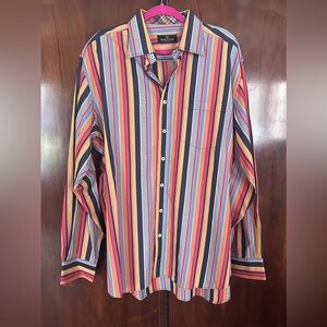 Bugatchi Uomo Colorful Striped Men's Shirt XXL like new!